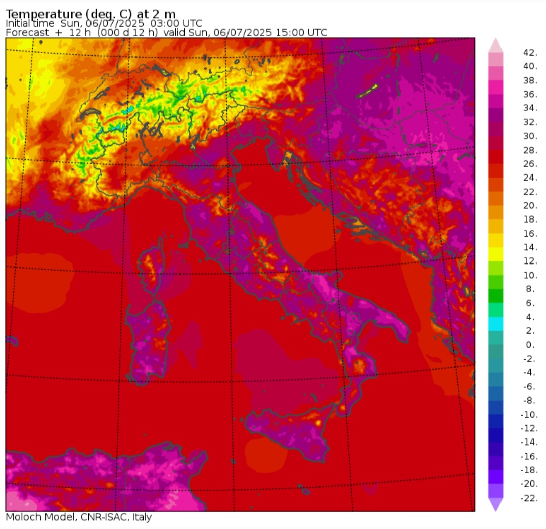 Temperature massime 6 luglio