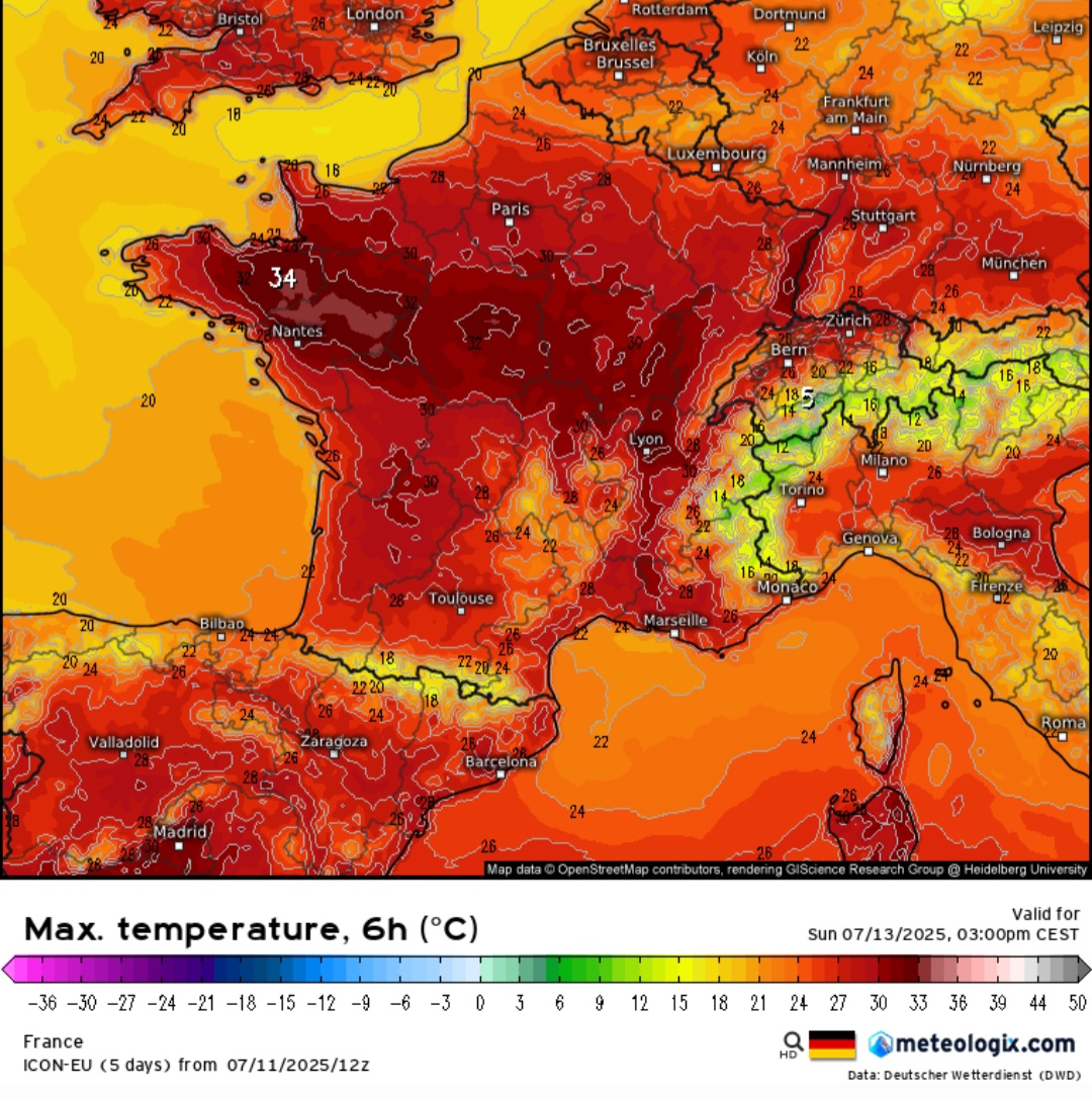 Temperature massime Francia