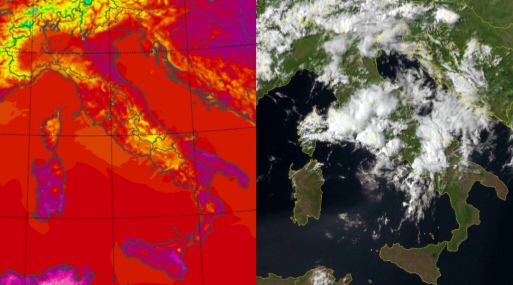 Temperature massime e satellite 13 luglio