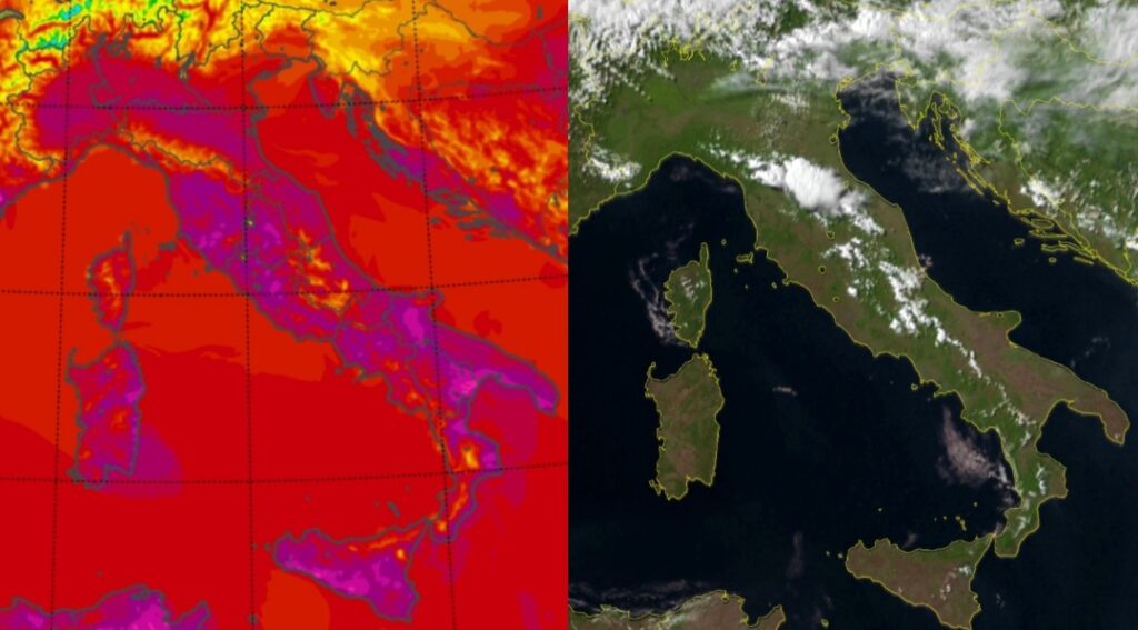 Temperature massime e satellite 16 luglio
