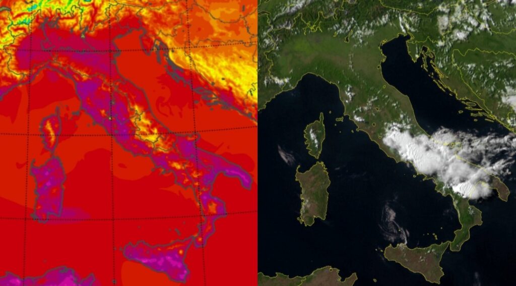 Temperature massime e satellite 17 luglio
