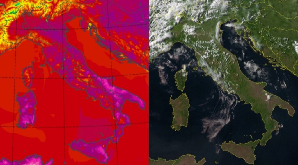 Temperature massime e satellite 20 luglio