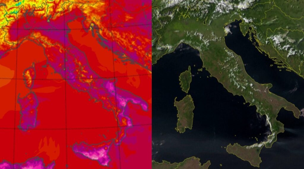 Temperature massime e satellite 22 luglio