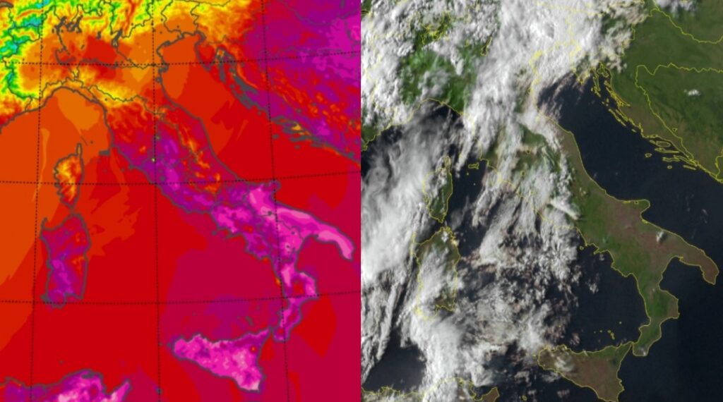 Temperature massime e satellite 25 luglio