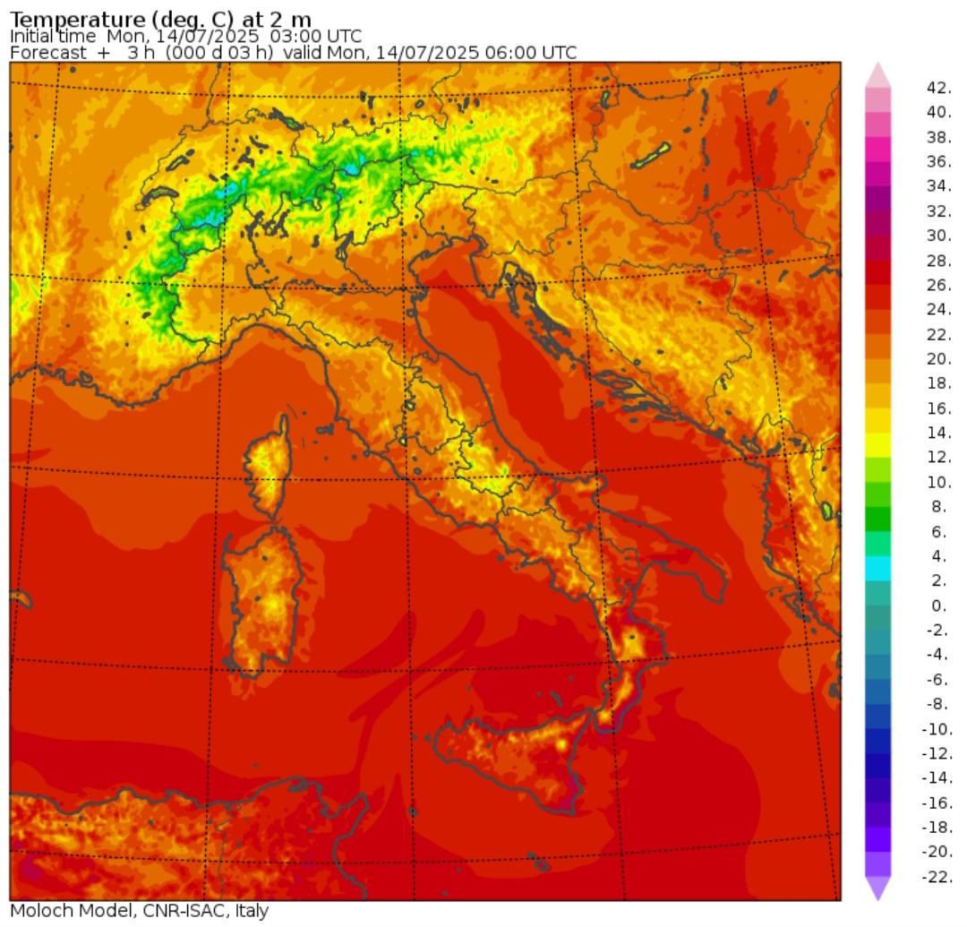 Temperature minime 14 luglio