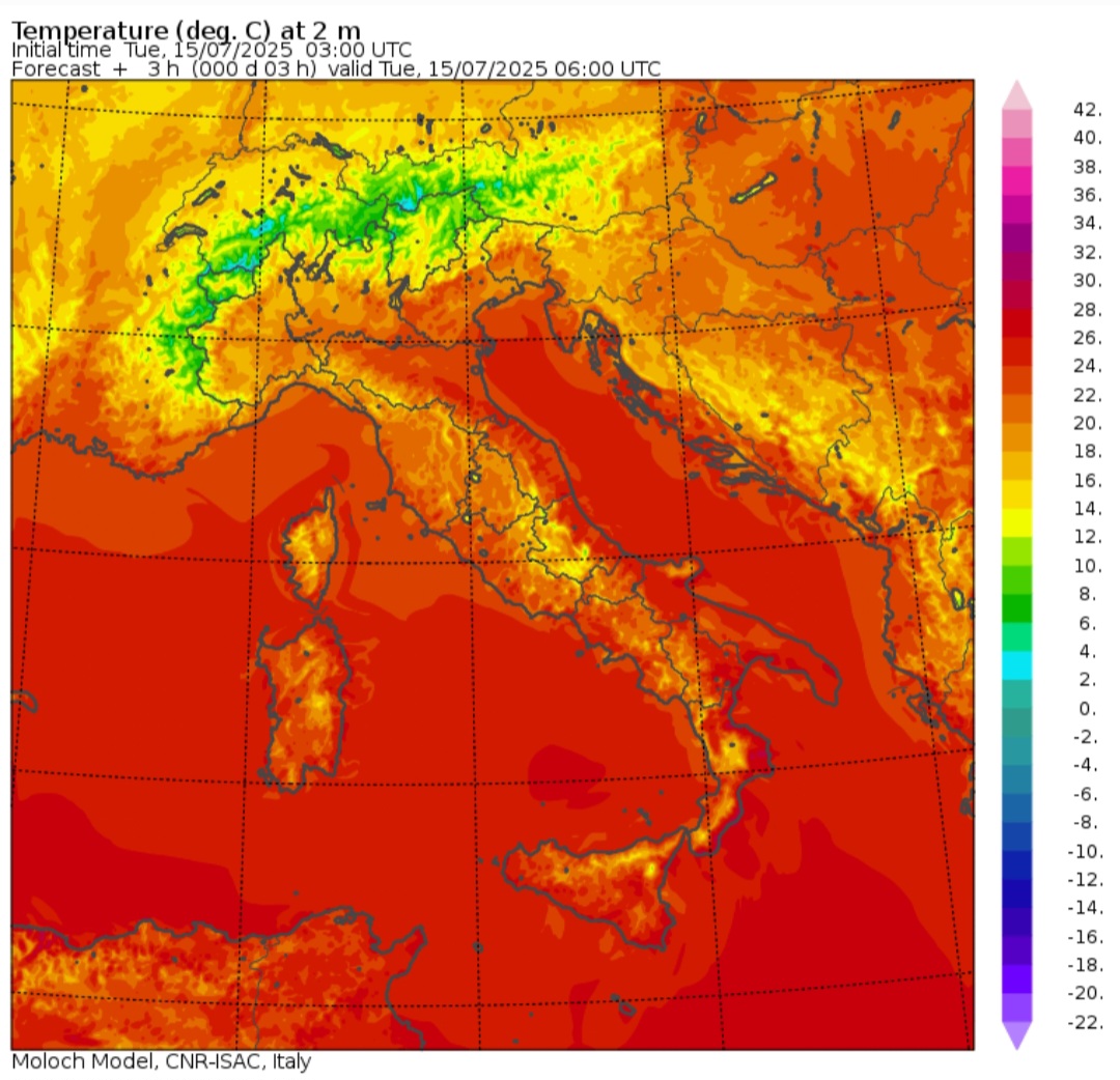 Temperature minime 15 luglio