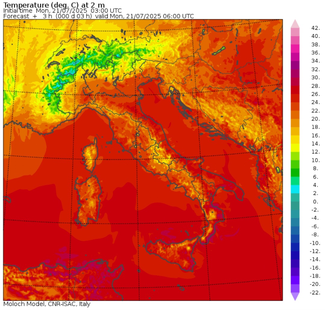 Temperature minime 21 luglio