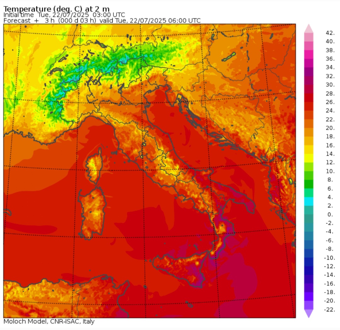 Temperature minime 22 luglio
