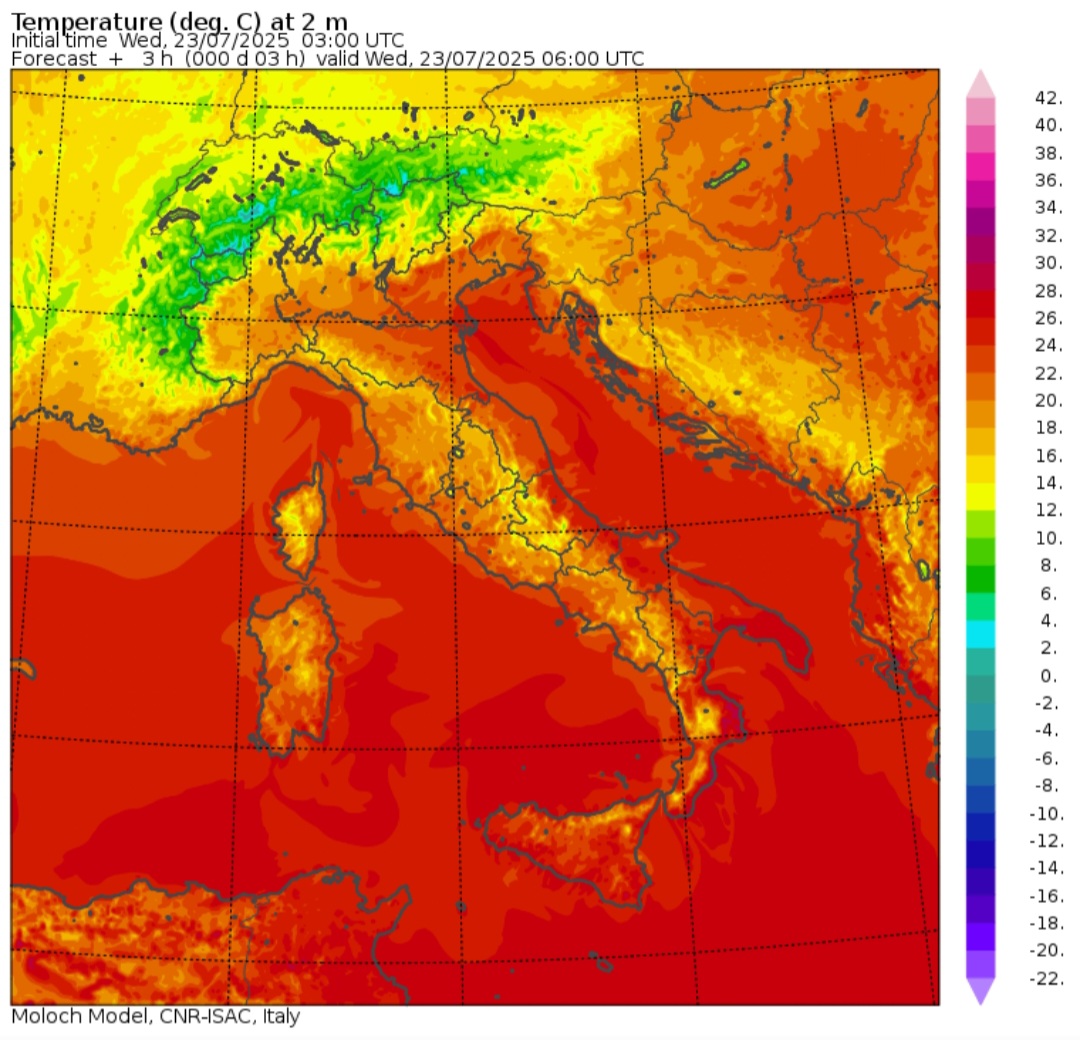 Temperature minime 23 luglio
