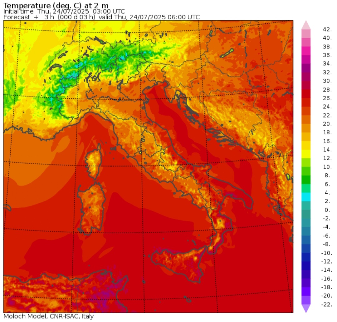Temperature minime 24 luglio