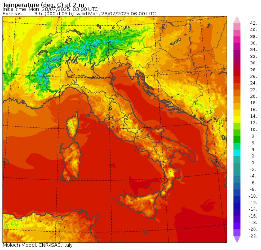 Temperature minime 28 luglio