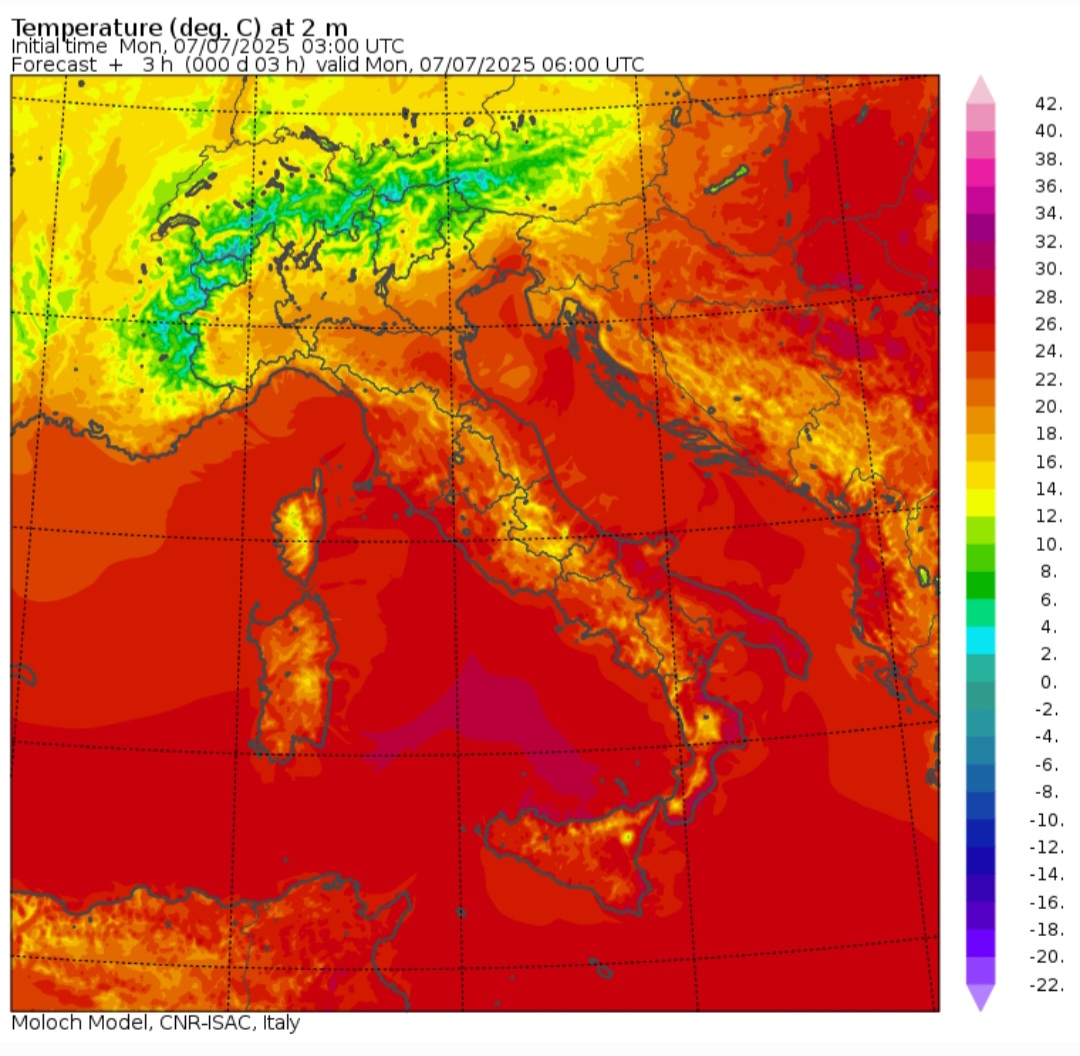 Temperature minime 7 luglio