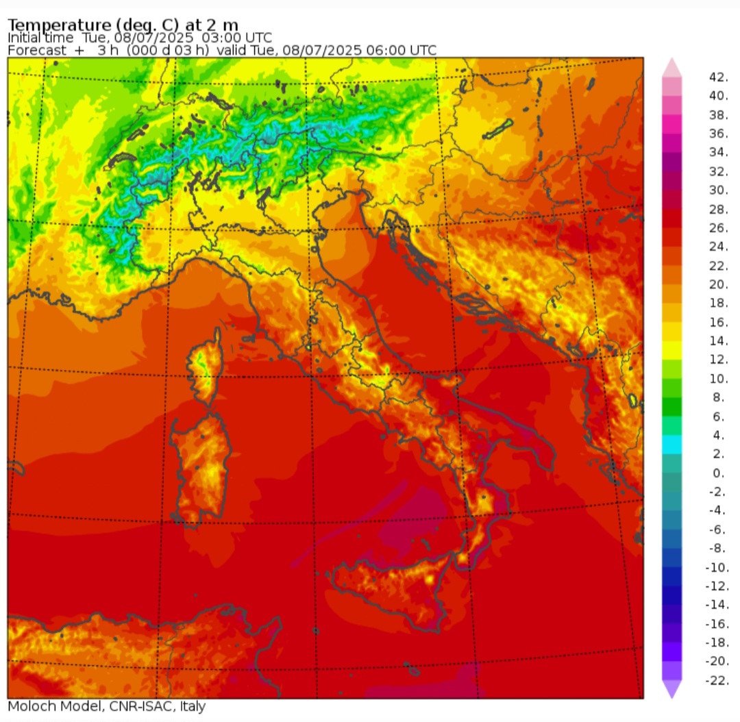 Temperature minime 8 luglio
