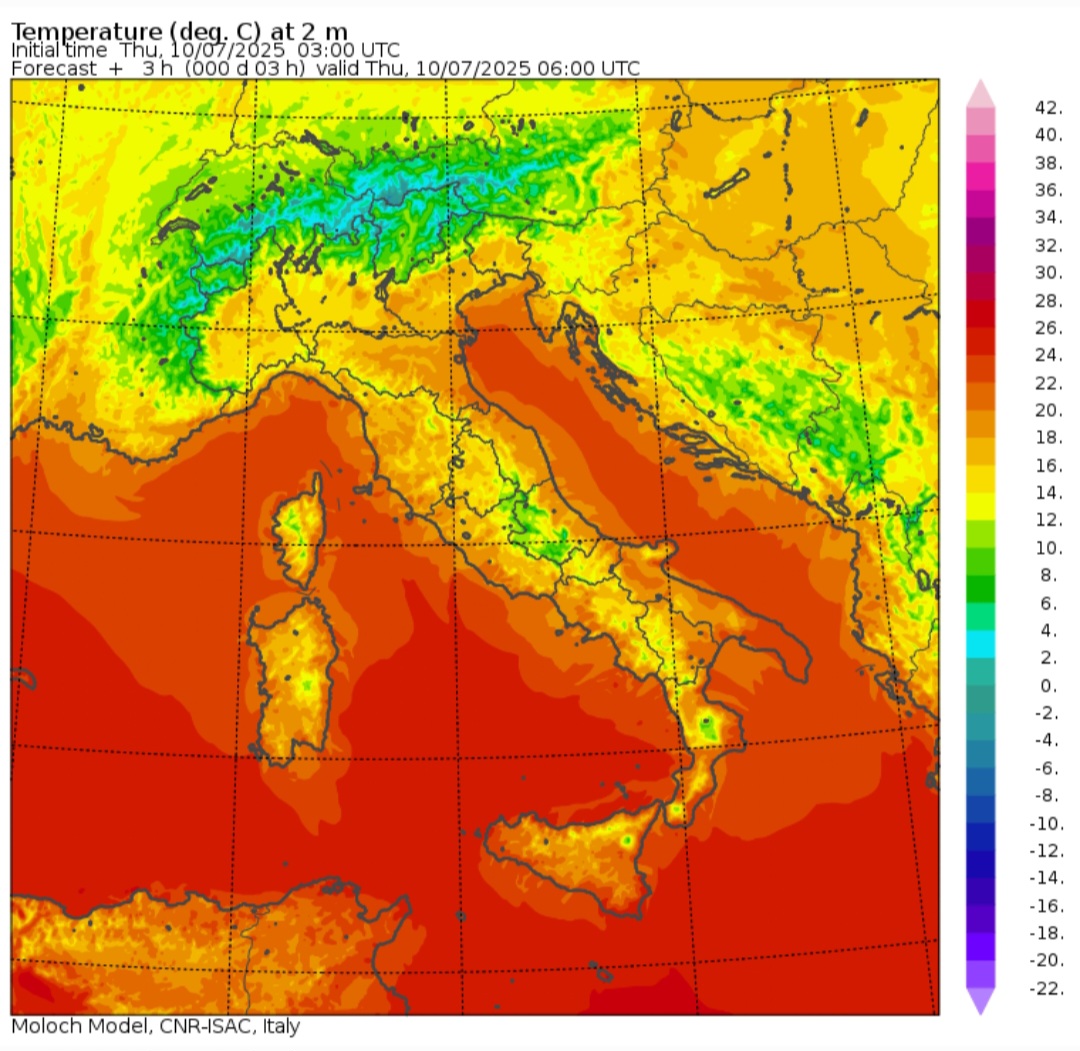 Temperature minime 10 luglio