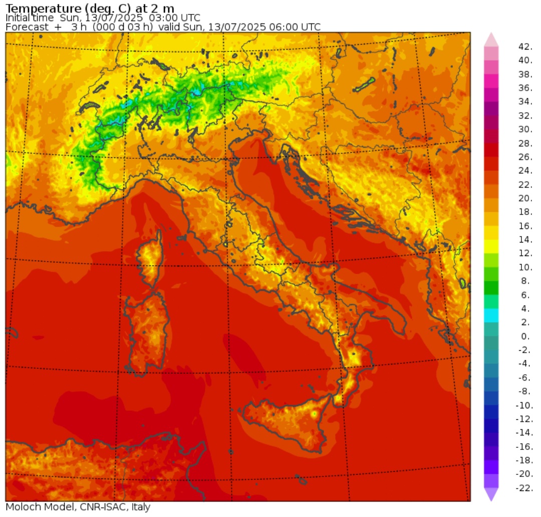 Temperature minime 13 luglio