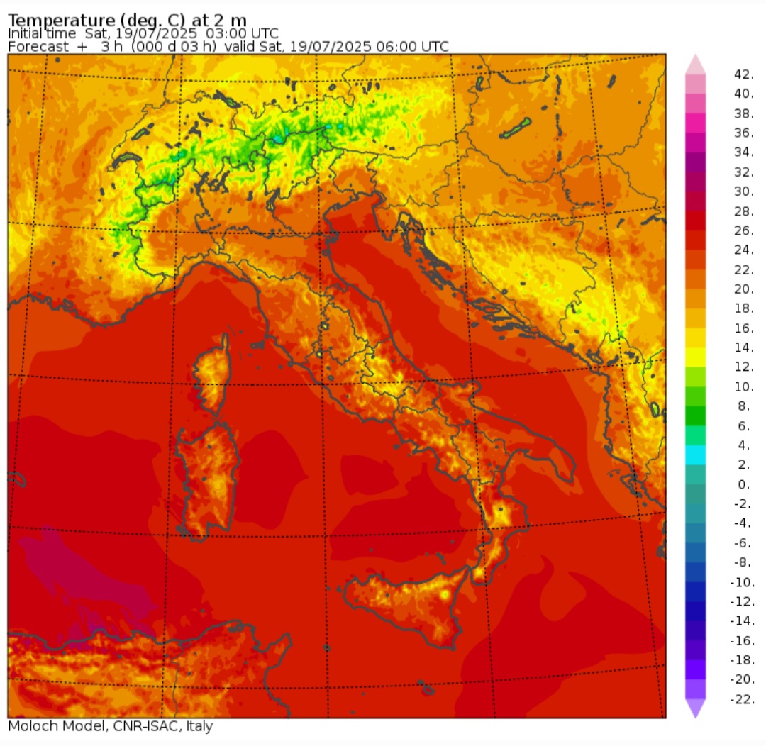 Temperature minime 19 luglio