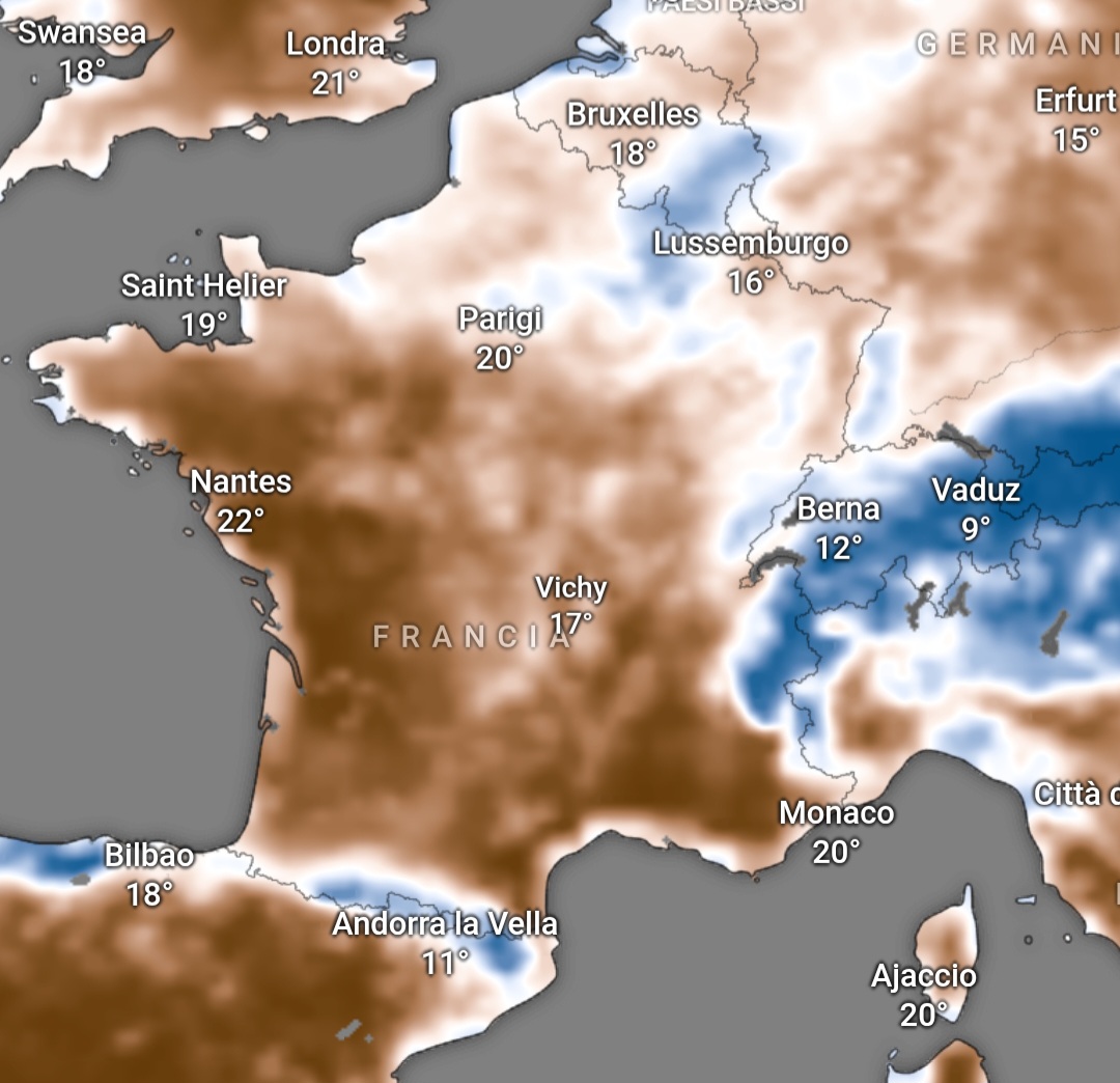 Umidità suolo Francia luglio 2025