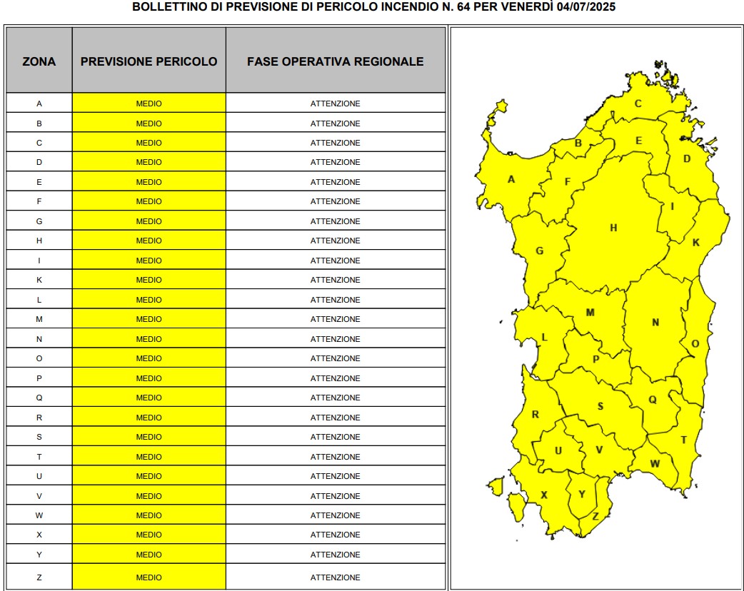 allerta incendi sardegna 4 luglio