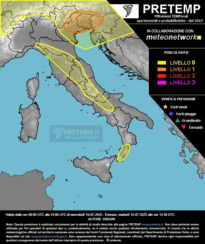 allerta meteo 16 luglio 2025