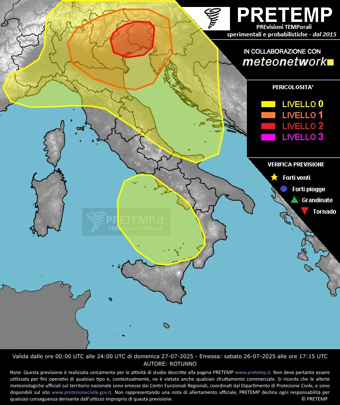 allerta meteo 27 luglio 2025