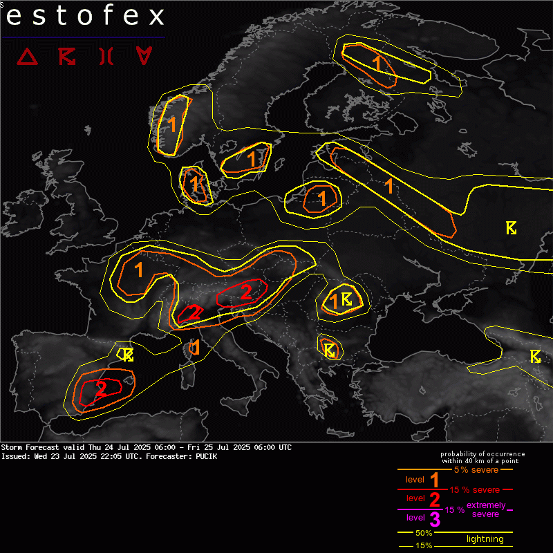 allerta meteo estofex 24 luglio