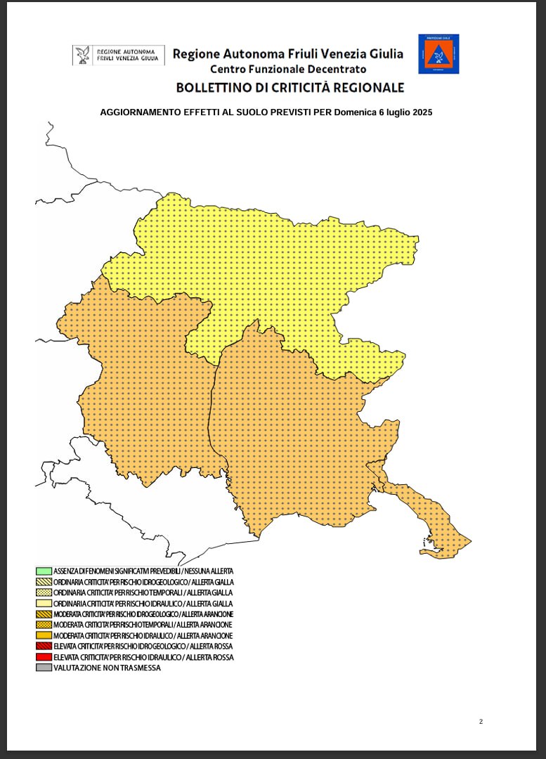 allerta meteo friuli venezia giulia 6 luglio