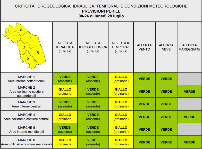 allerta meteo marche 28 luglio