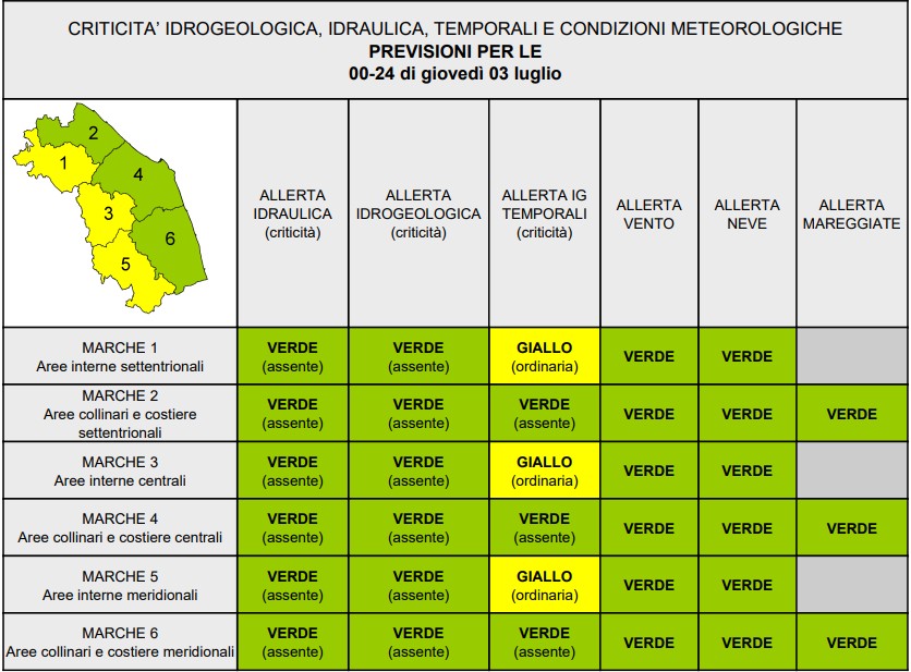 allerta meteo marche 3 luglio