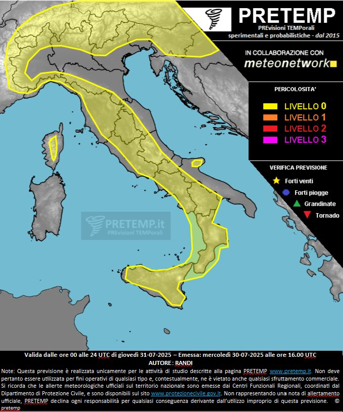 allerta meteo oggi 31 luglio 2015