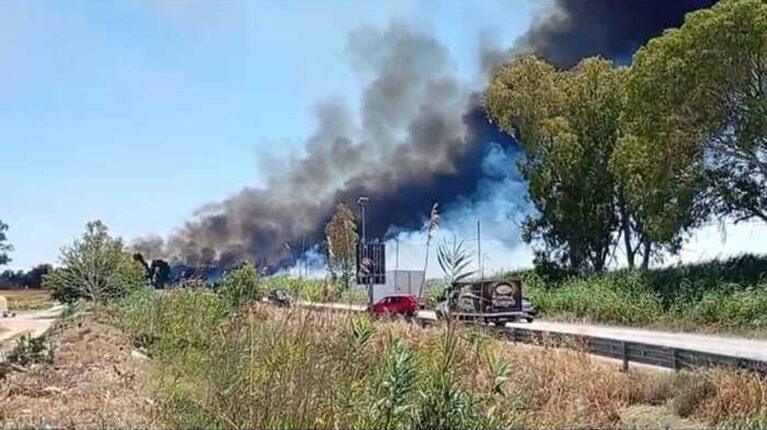 incendio palude Frattarolo puglia