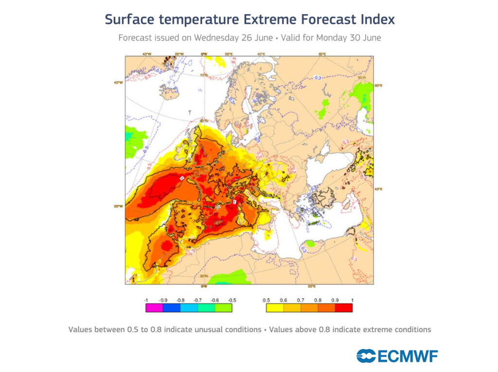 ondata caldo europa giugno 2025