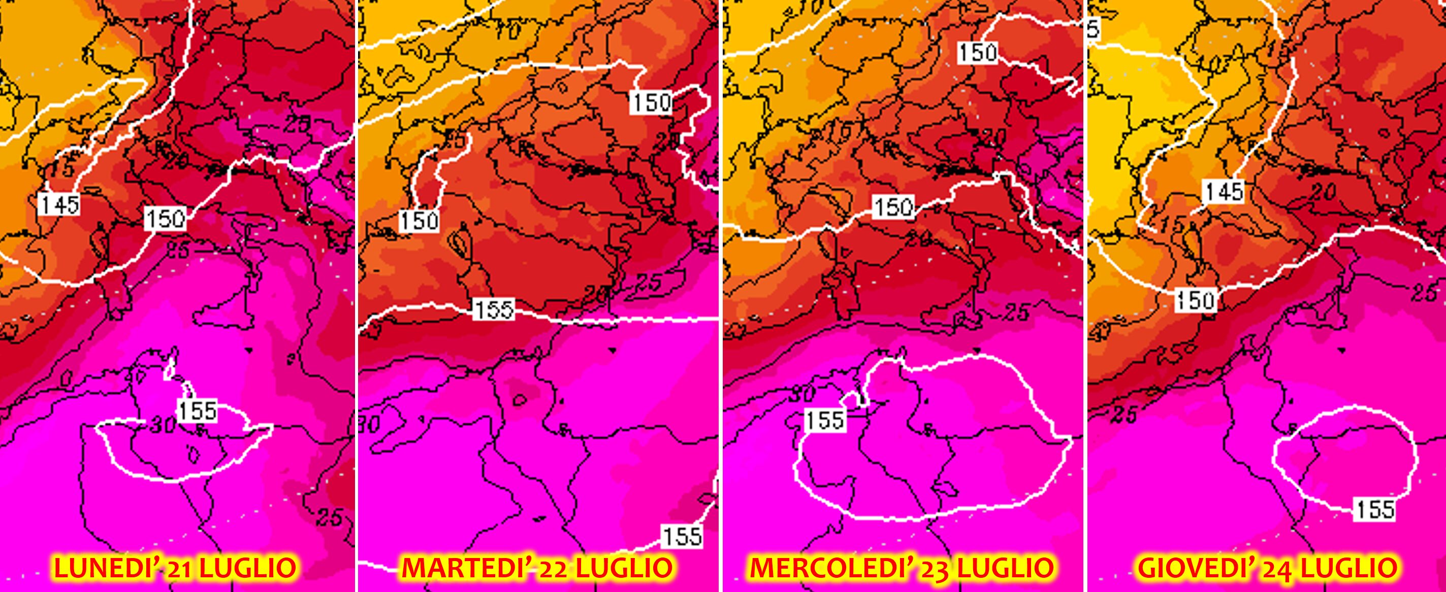 previsioni meteo ondata di caldo 21 24 luglio 2025