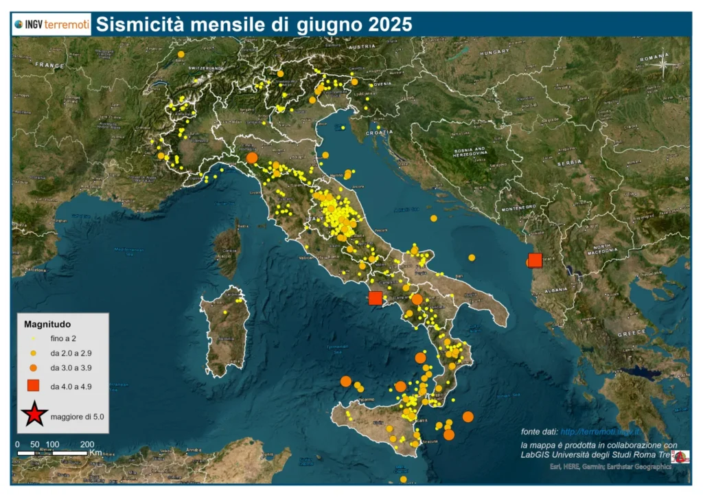 sismicità giugno terremoti italia ingv