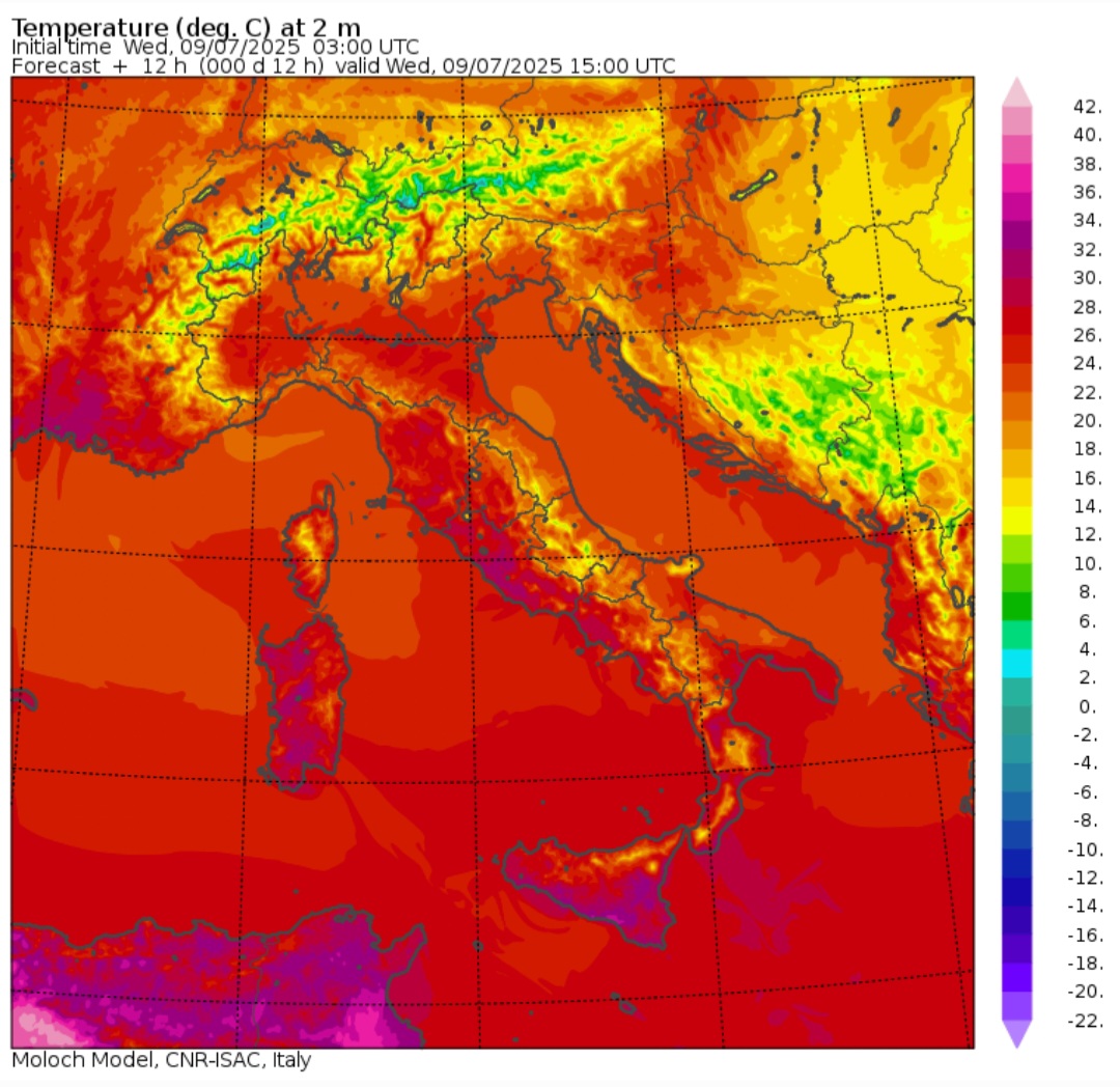 Temperature massime 9 luglio