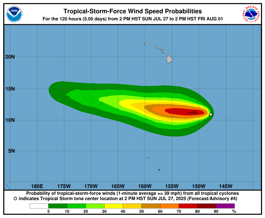 La tempesta tropicale Iona si è formata nel Pacifico centrale, a Sud delle Hawaii