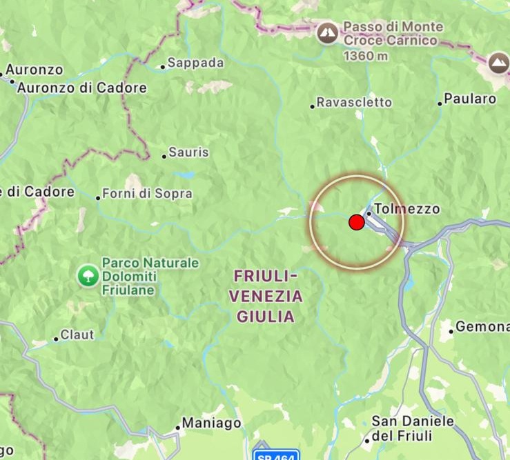 terremoto Verzegnis friuli