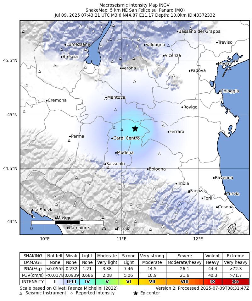 terremoto emilia romagna oggi san felice panaro modena