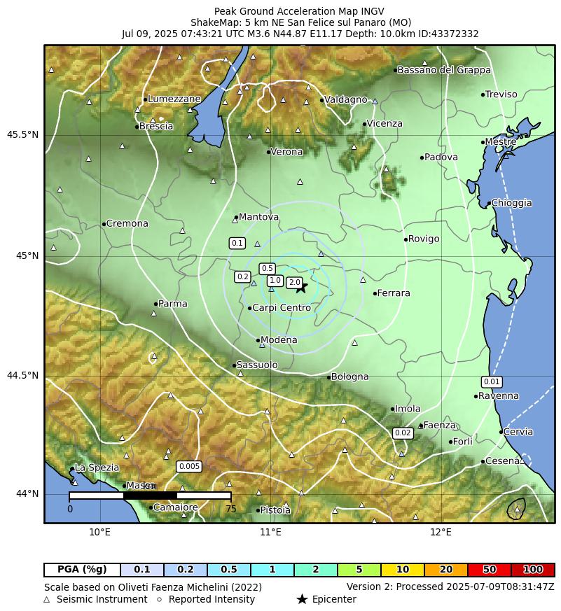 terremoto emilia romagna oggi san felice panaro modena