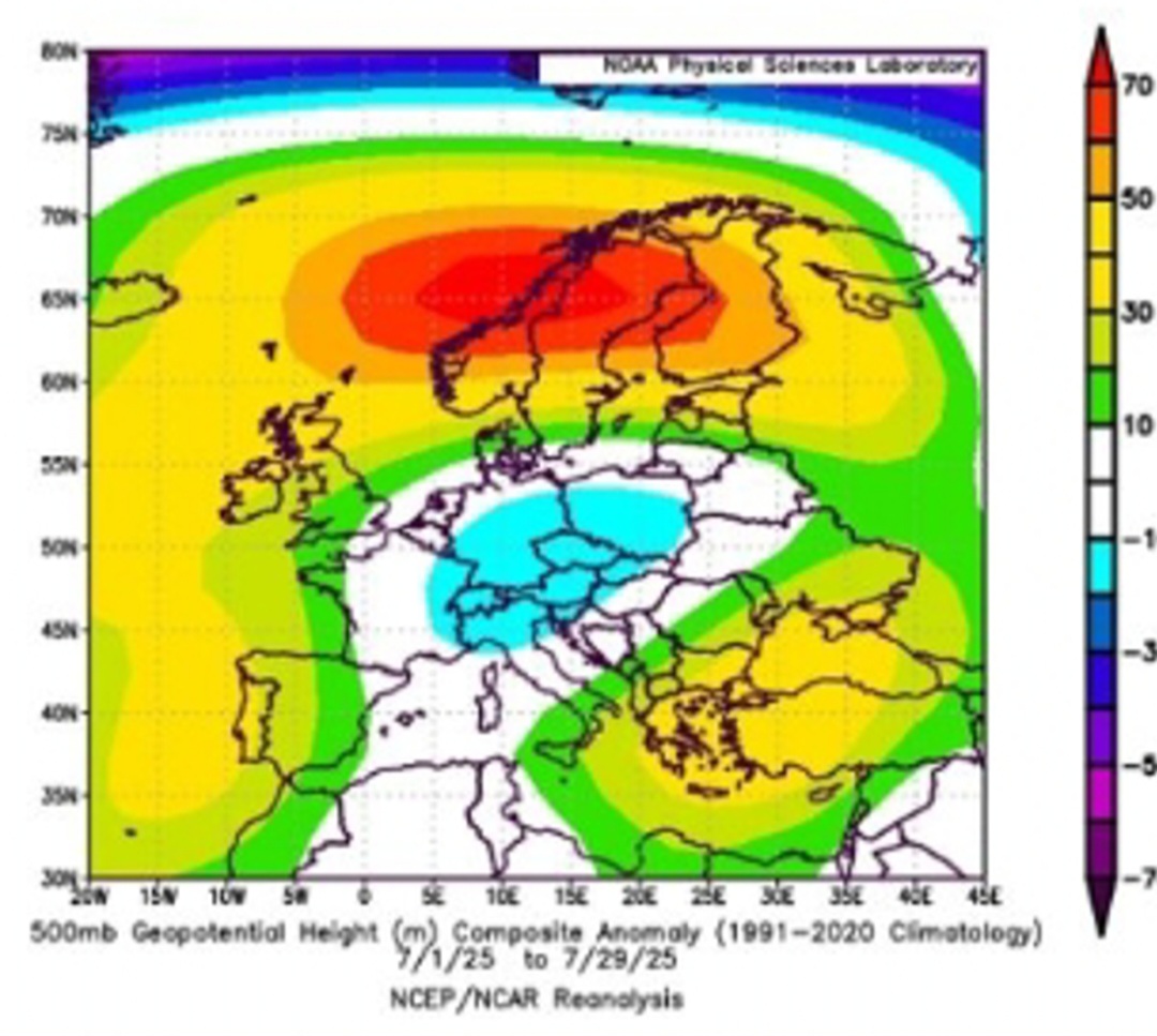 Anomalie geopotenziali 500 hpa Abruzzo