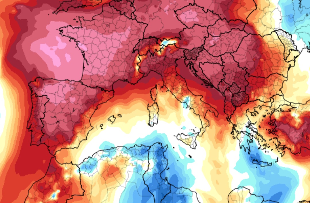 Anomalia temperature 850 hpa Europa 17 agosto