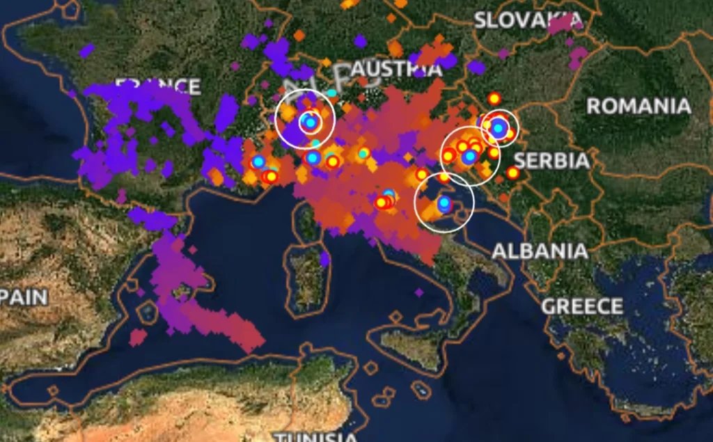 Fulmini Europa 20-21 agosto