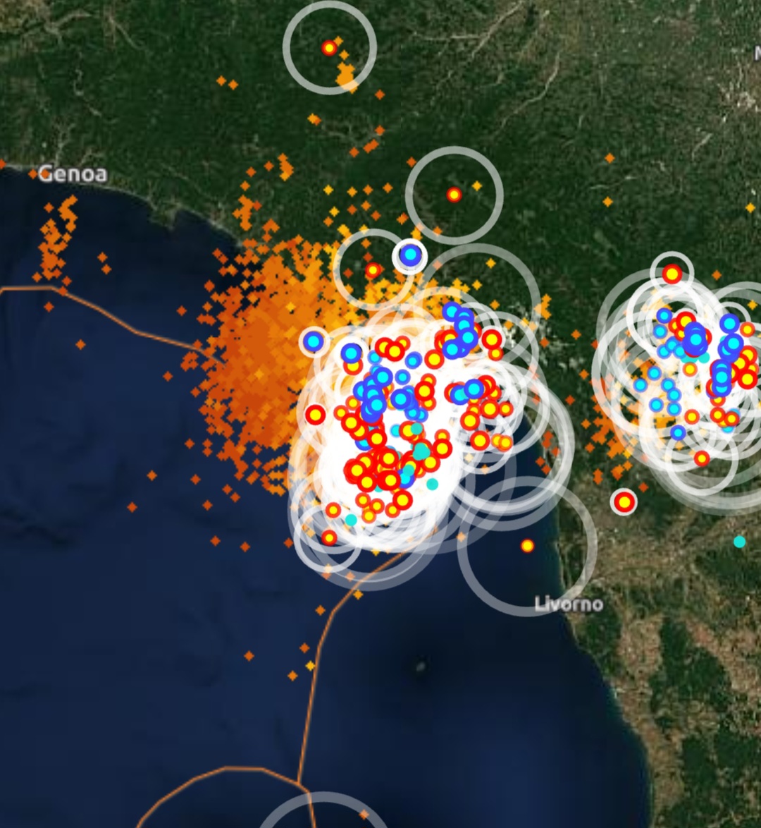Fulmini Liguria 20 agosto 