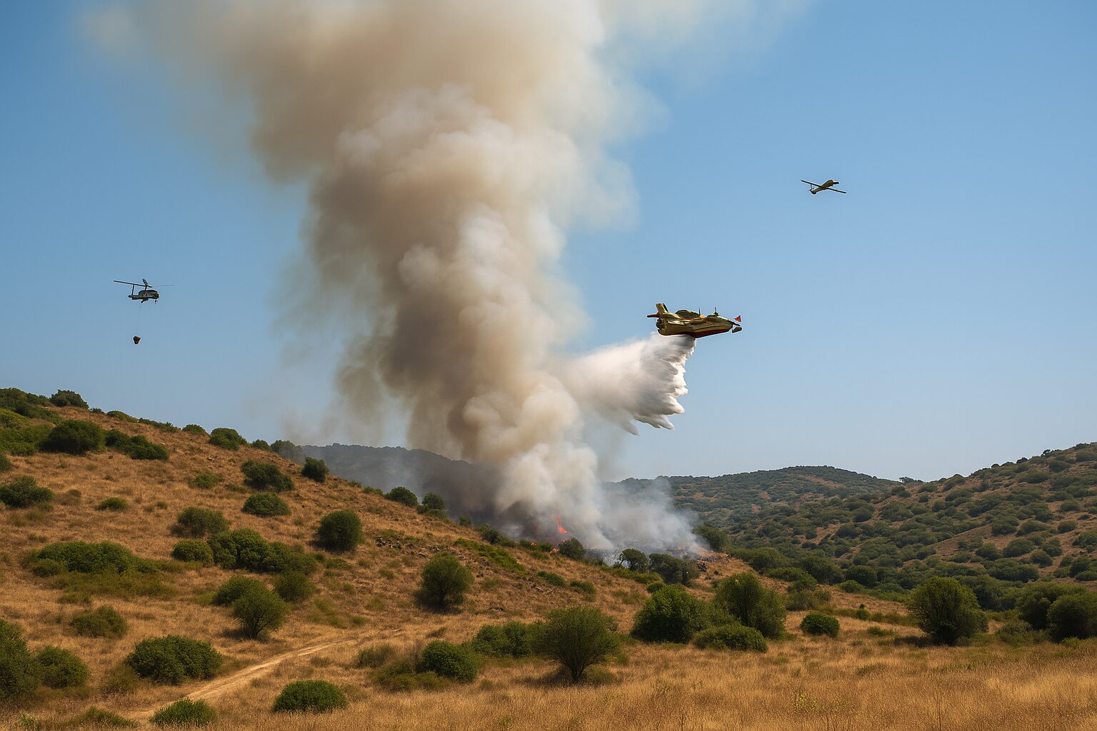 Incendi in Sardegna: elicotteri in azione a Osilo, Stintino e Uta