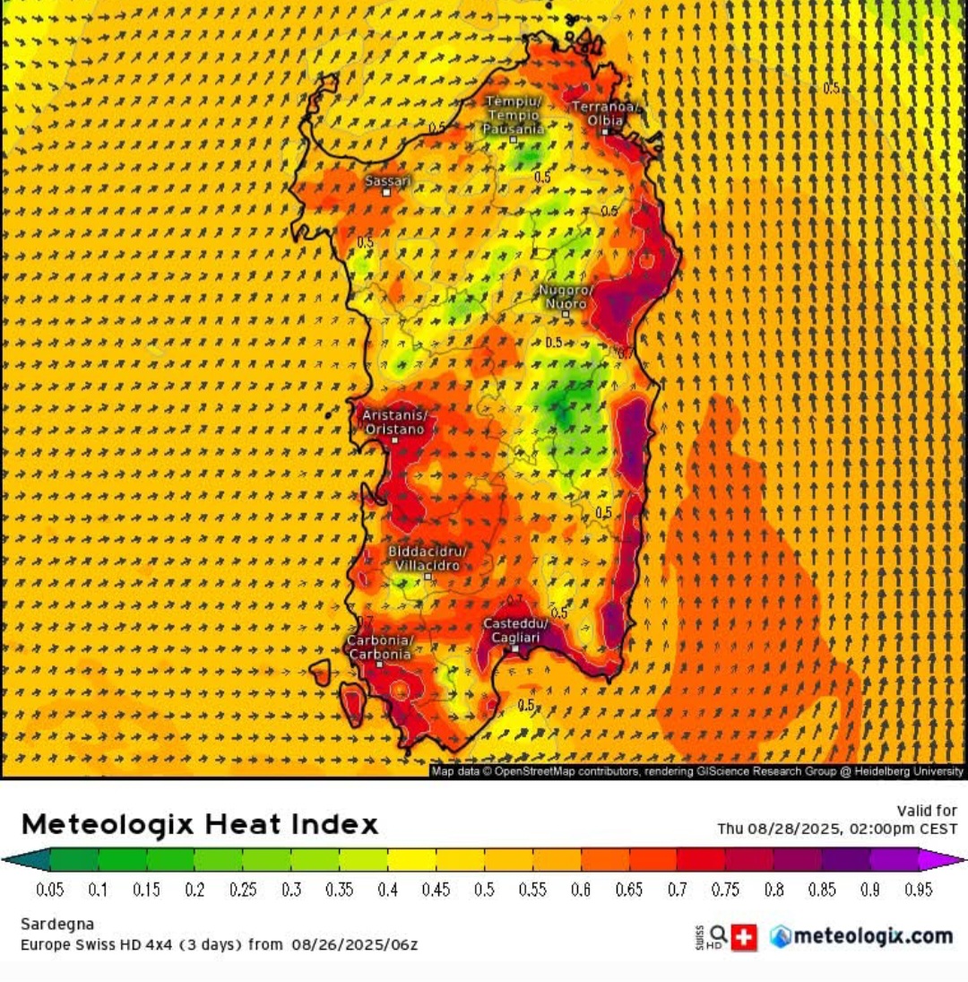 Indice di calore Sardegna 
