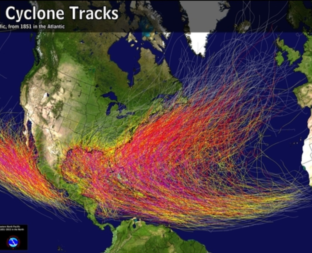 Percorso uragani atlantici 
