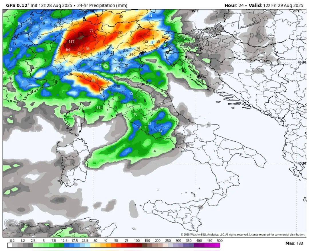 Precipitazioni 29 agosto 
