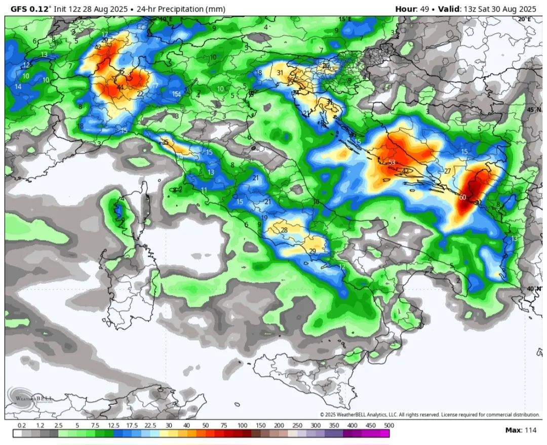 Precipitazioni 30 agosto 