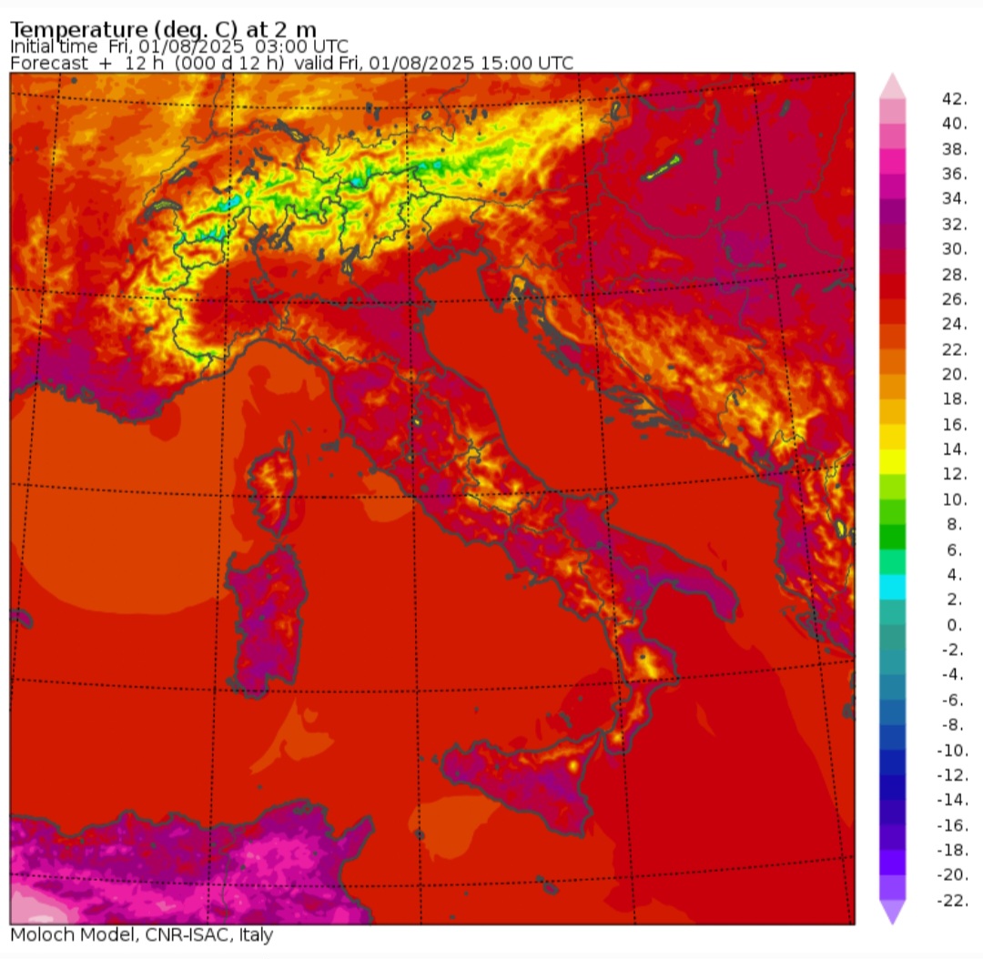 Temperature massime 1 agosto