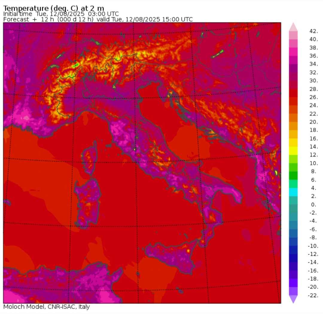 Temperature massime 12 agosto 