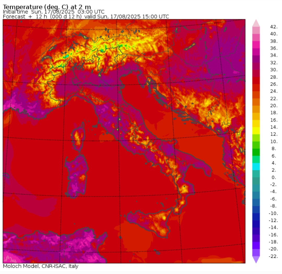 Temperature massime 17 agosto